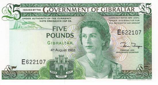 5 Pound Gibraltar 1988 p21b
